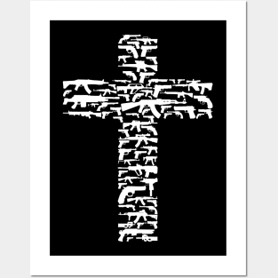 Cross made of guns, white Posters and Art